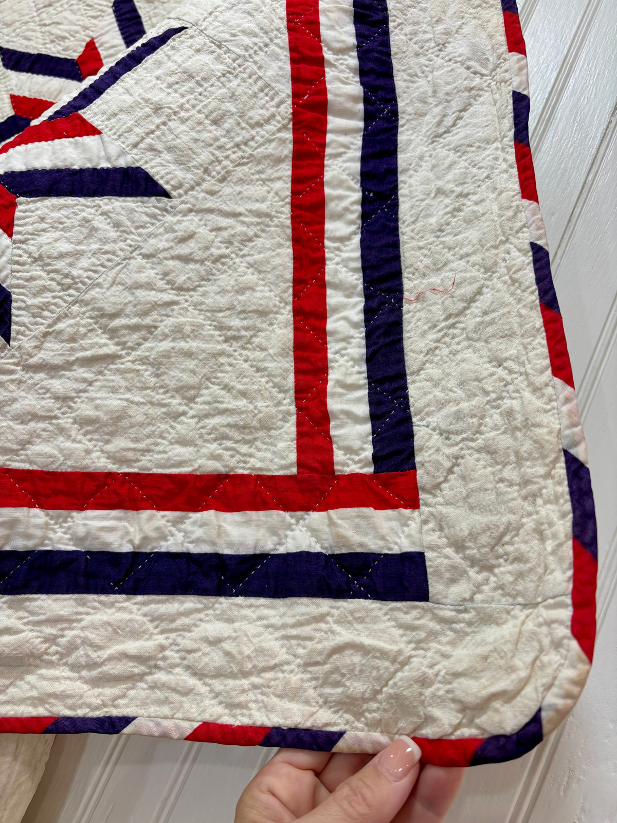 Dated 1941 Patriotic Red, White & Blue Stars Quilt – “Stars of Stripes”