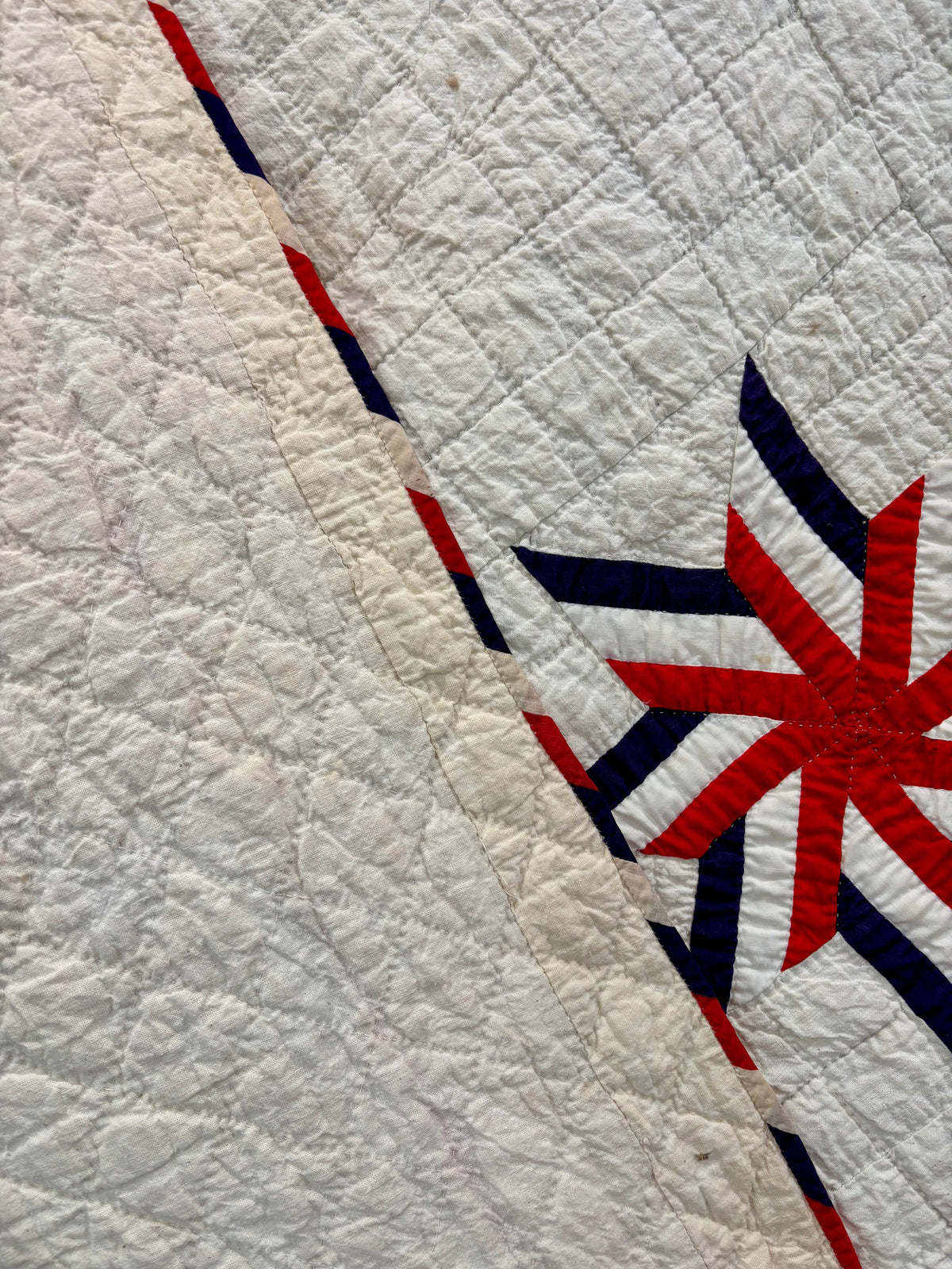 Dated 1941 Patriotic Red, White & Blue Stars Quilt – “Stars of Stripes”