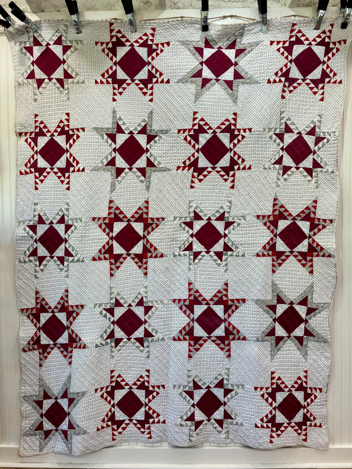 Antique Feathered Star Quilt, c1880–1900