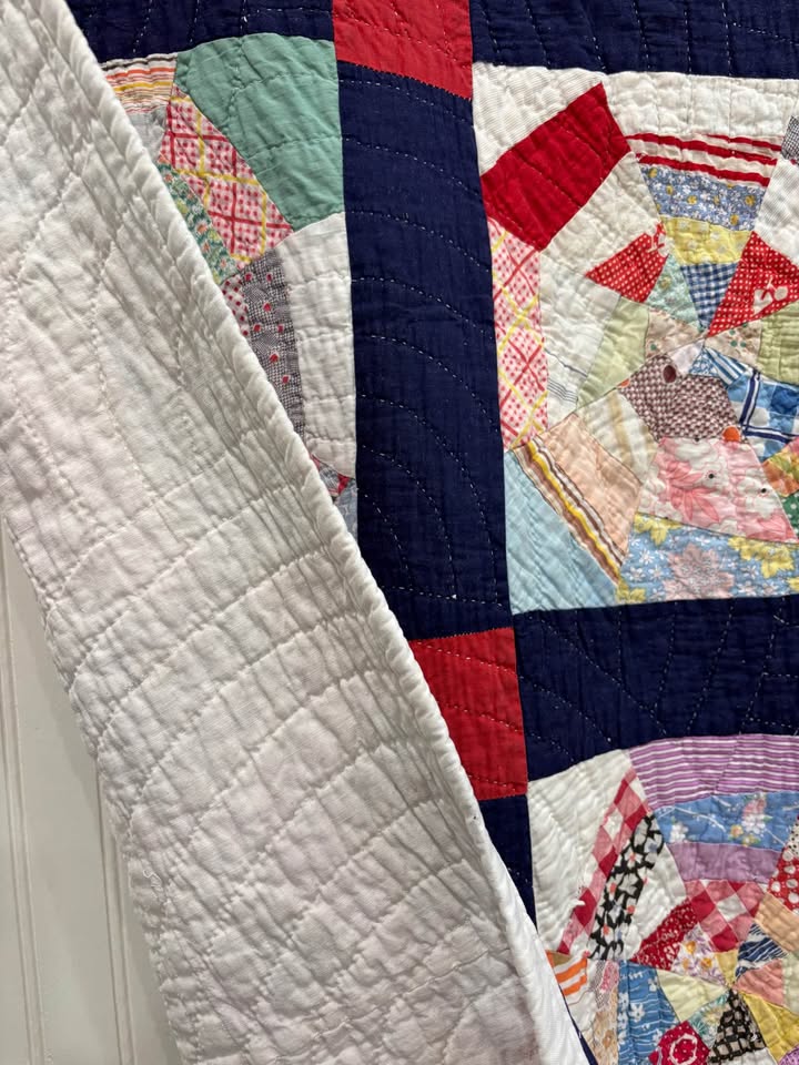 Antique Hand-Quilted Baptiste Fan Quilt, c1930–1940