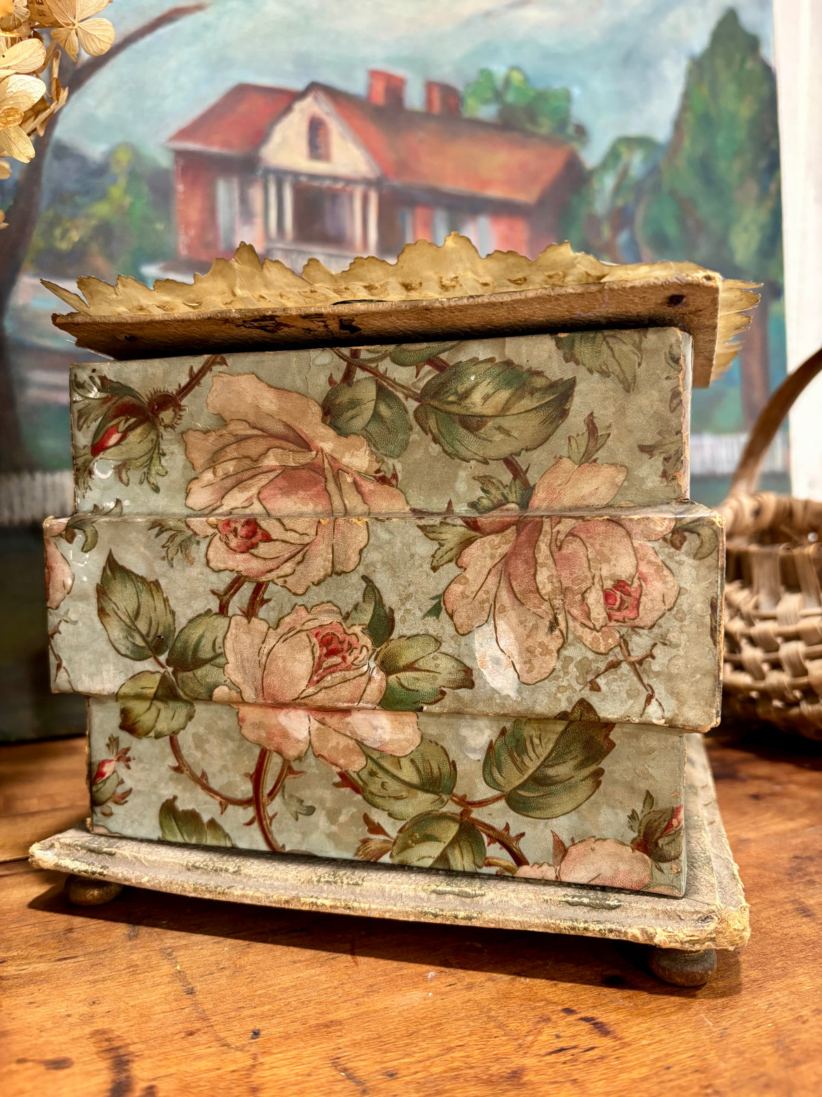 Victorian Floral Collar Box, c1880–1900