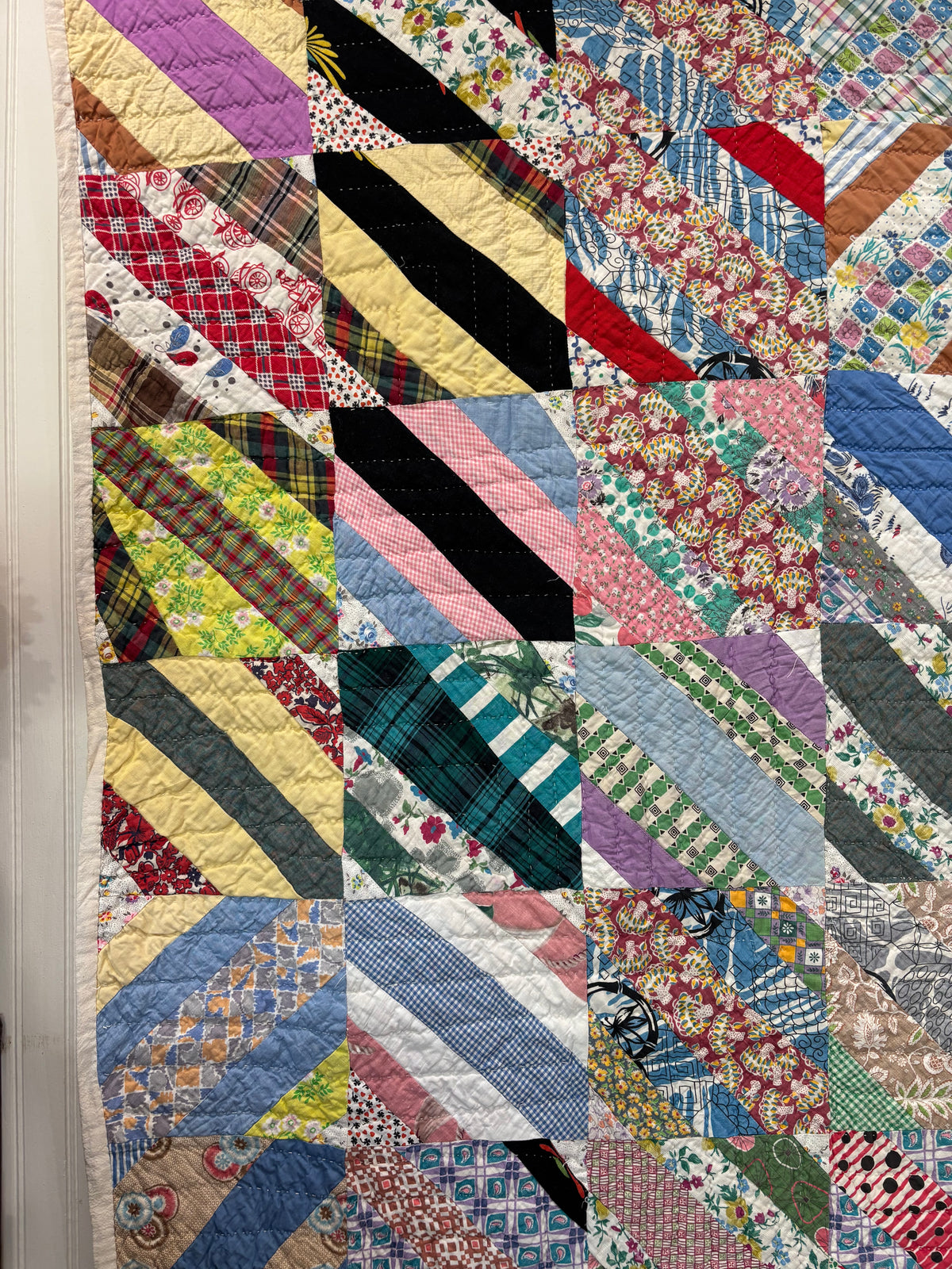 Vintage Scrappy Railroad Quilt, c1930–1940