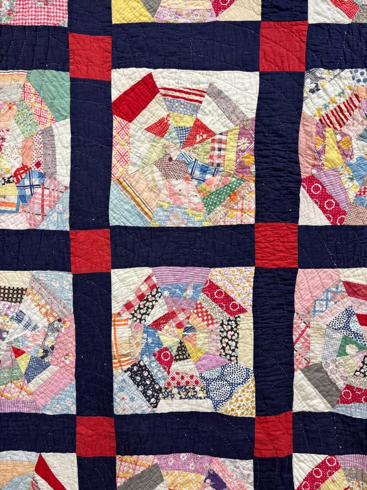 Antique Hand-Quilted Baptiste Fan Quilt, c1930–1940