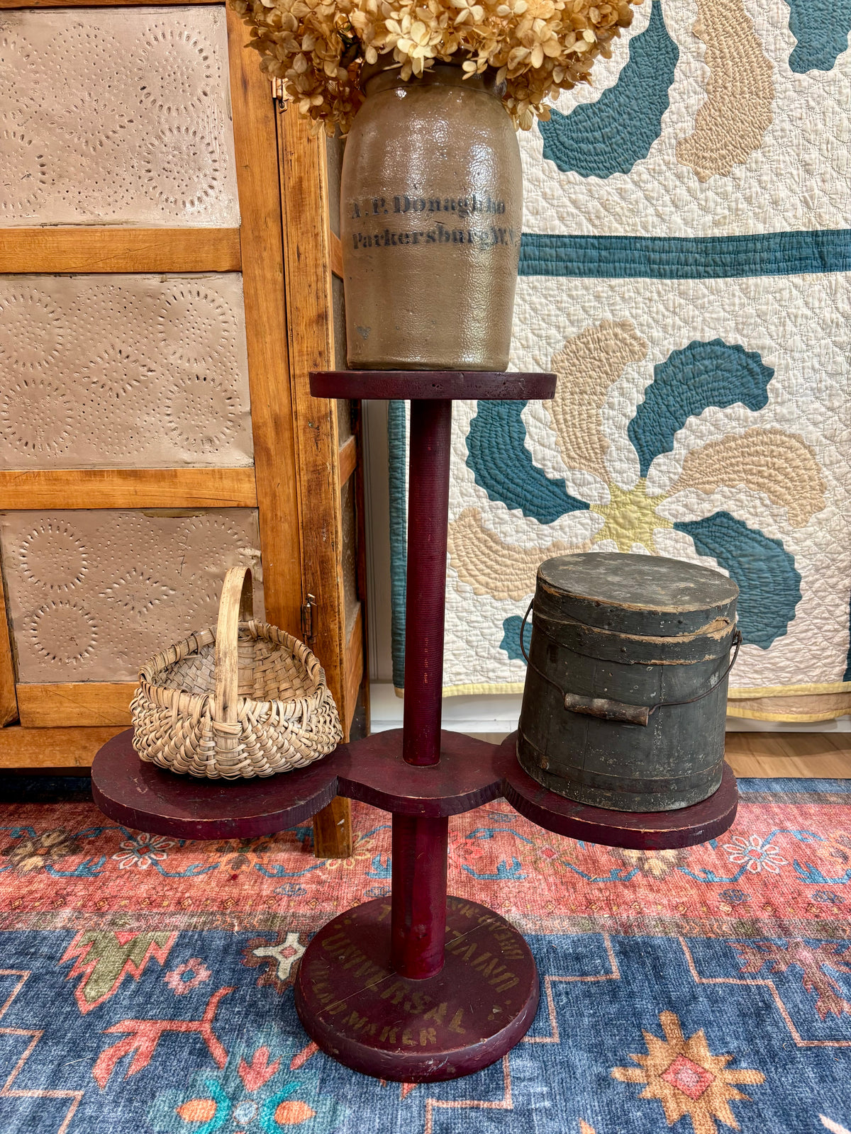 Antique Oxblood Red Painted Bread Advertising Display Stand, c1920-1940