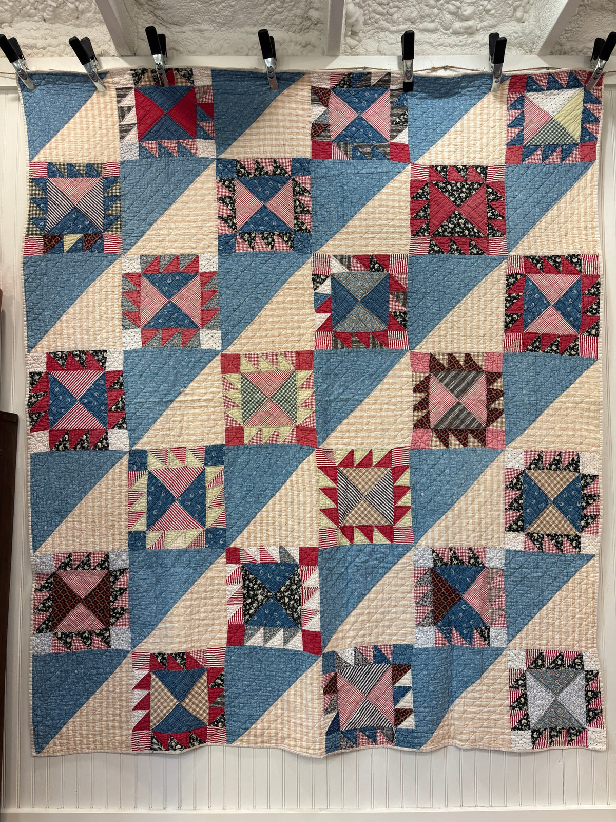 Antique Sawtooth Star & Hourglass Quilt, c1880–1910