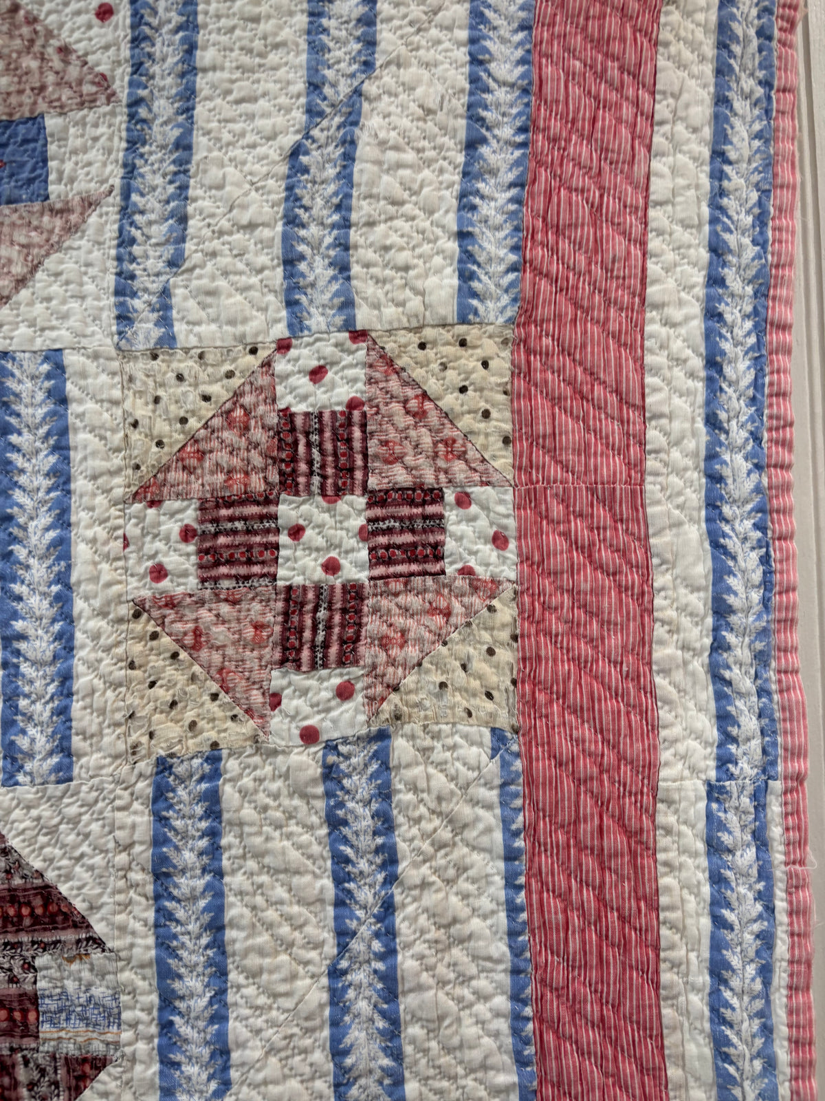 Antique Hand-Quilted Churn Dash Quilt, c1880–1910