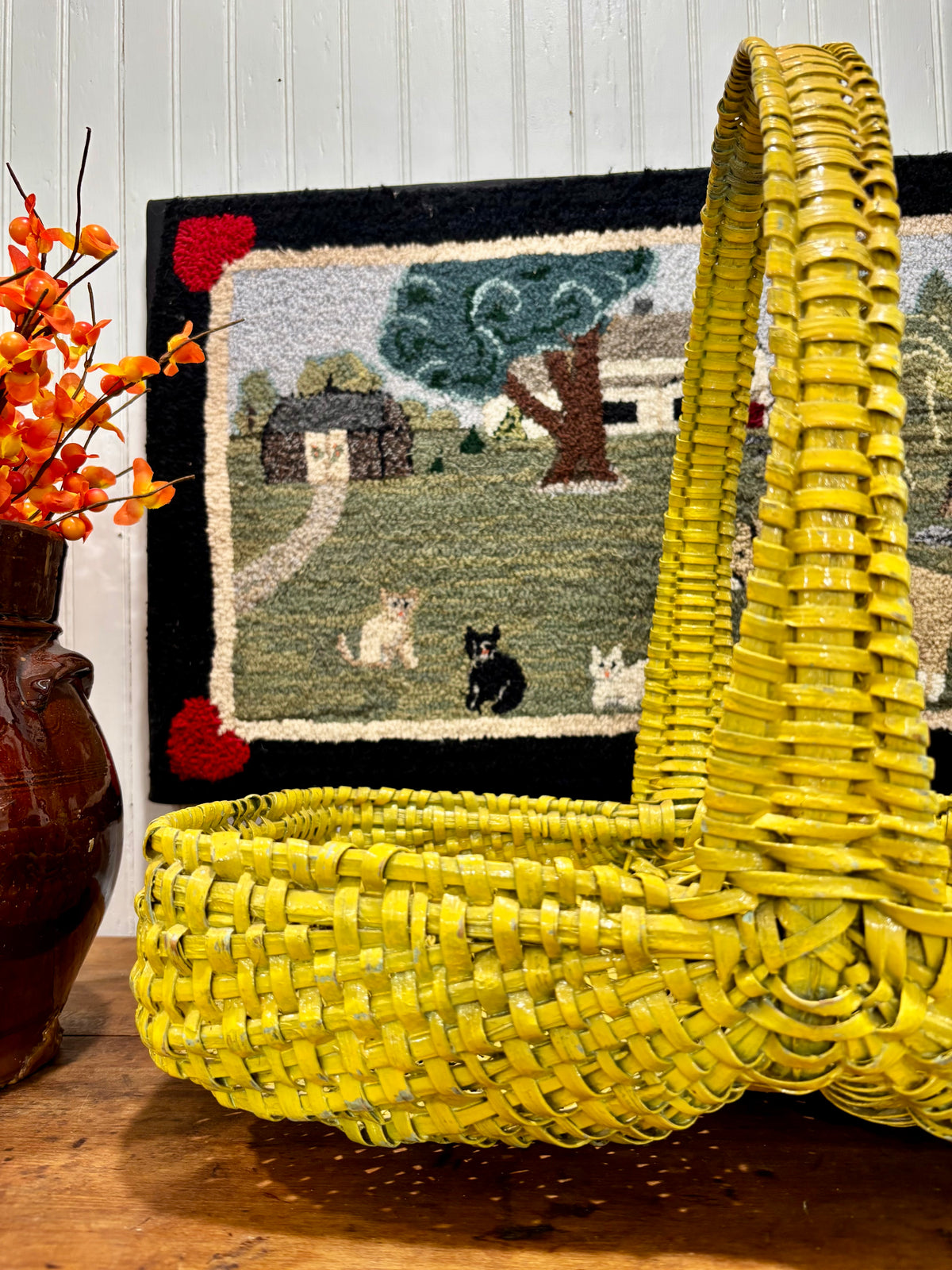 Early Painted Southern Appalachian Gathering Basket, c1890–1910