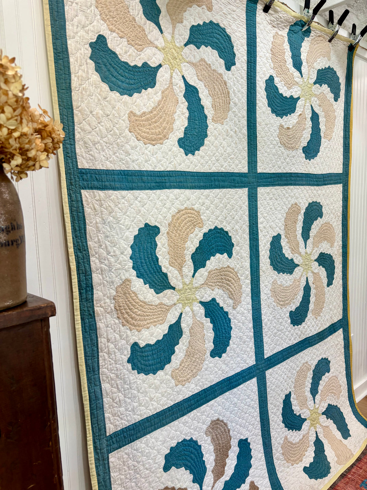 Antique Princess Feather Appliqué Quilt, c1900-1920