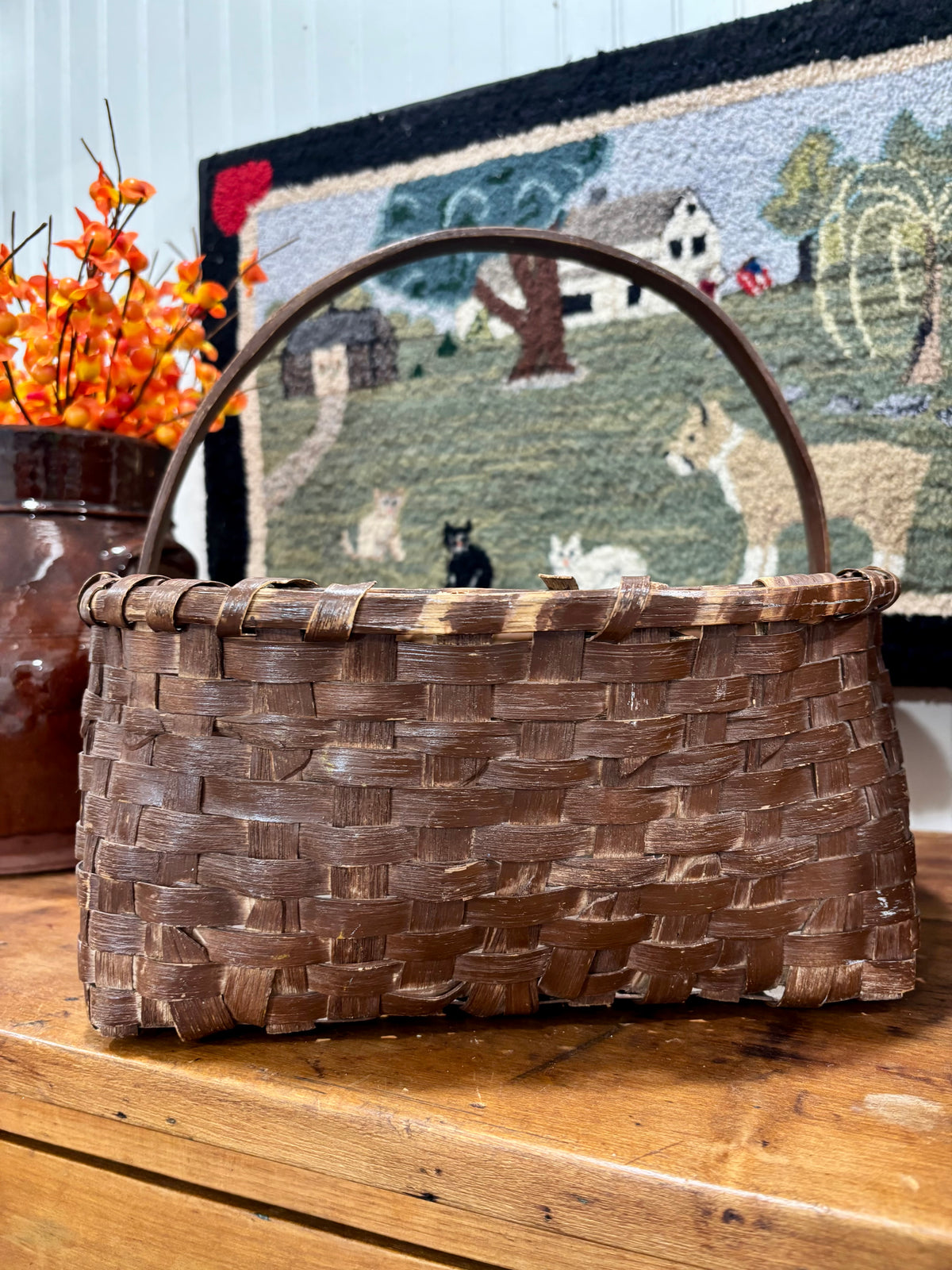 Early Painted Splint Gathering Basket, c1890ā1910