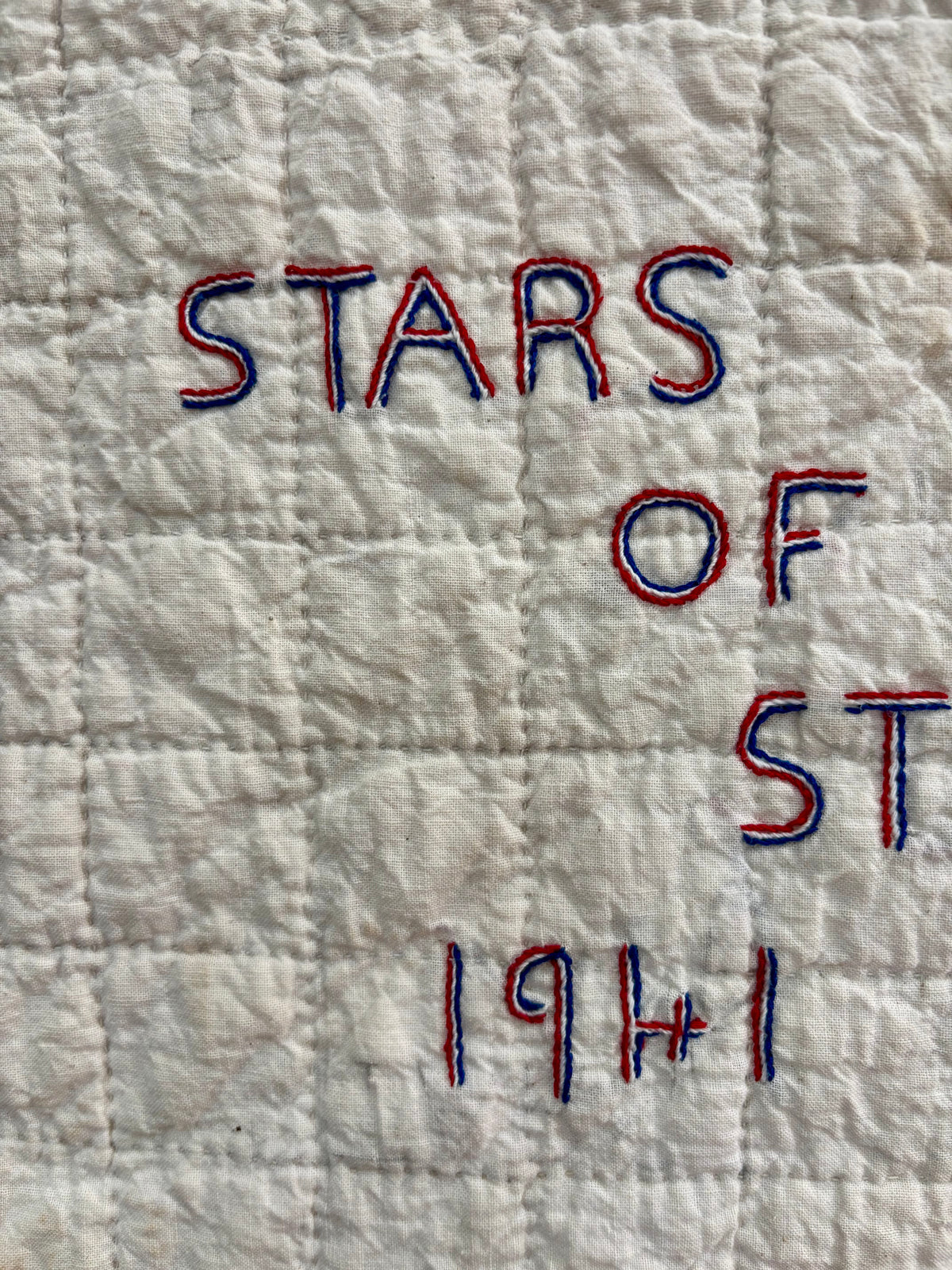 Dated 1941 Patriotic Red, White & Blue Stars Quilt – “Stars of Stripes”