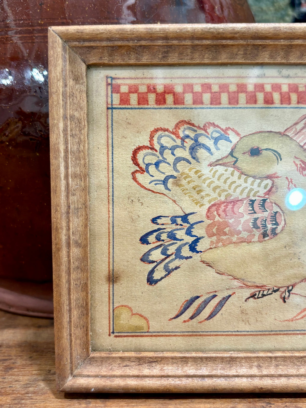 Vintage Lovebirds Fraktur Miniature