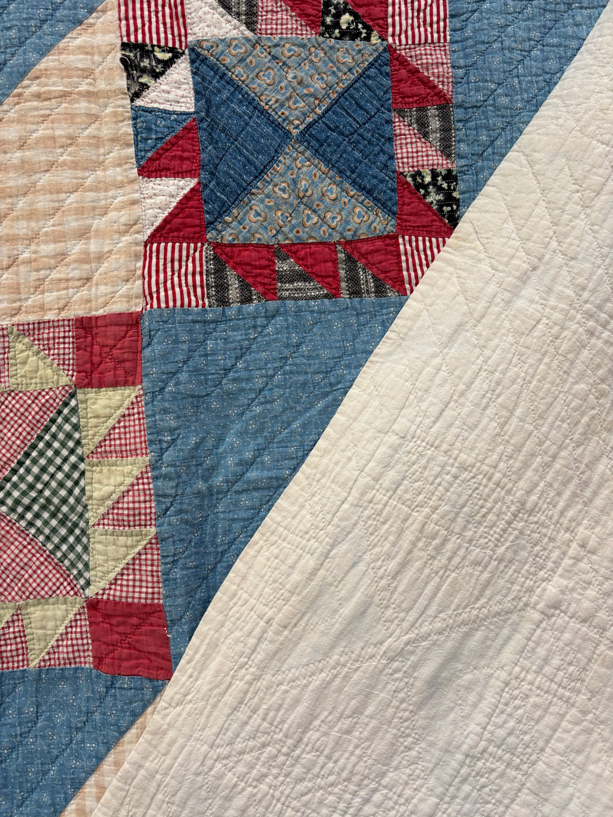 Antique Sawtooth Star & Hourglass Quilt, c1880–1910
