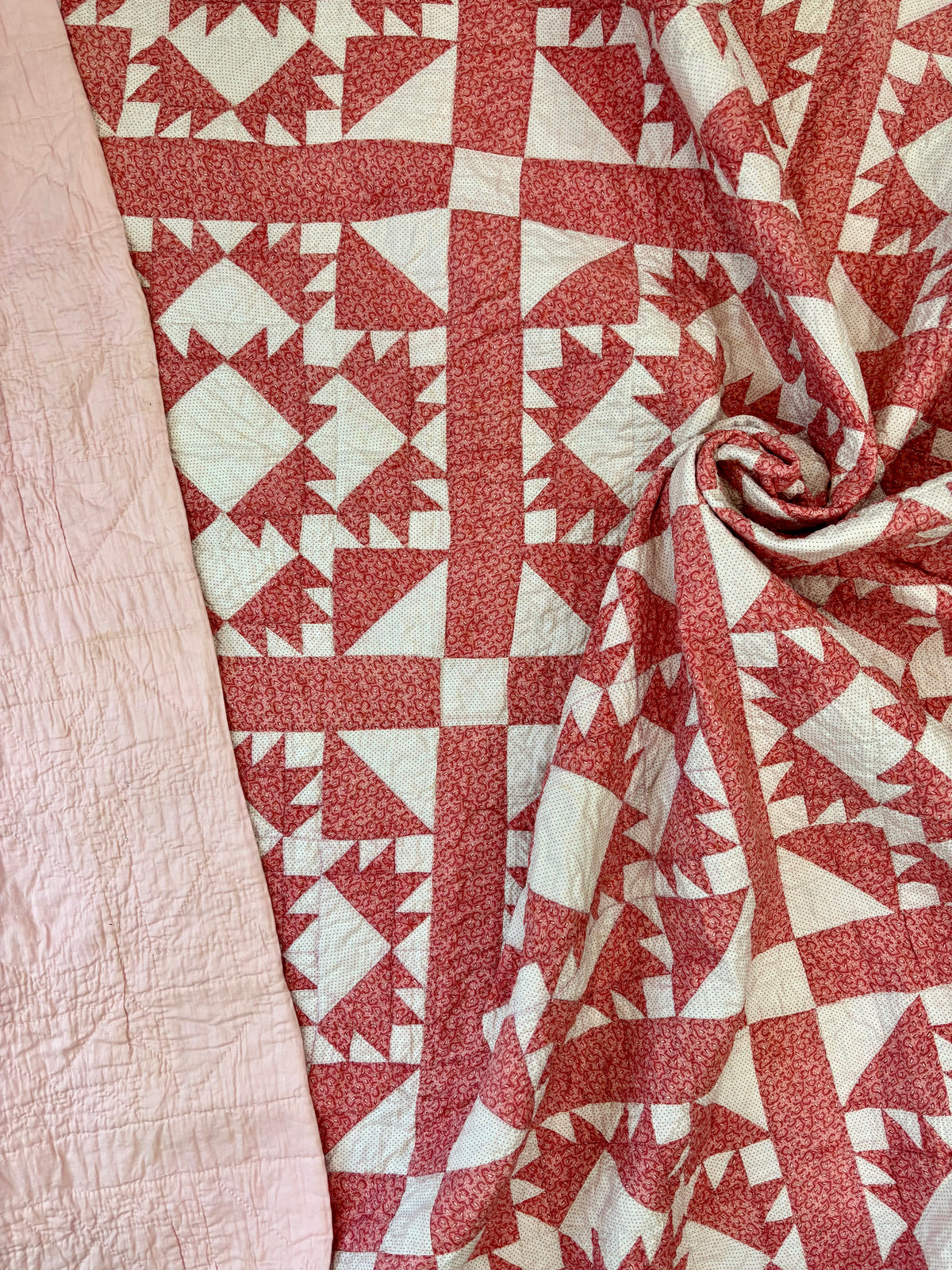 c1890–1910 Antique Bears Paw Quilt -76x77”