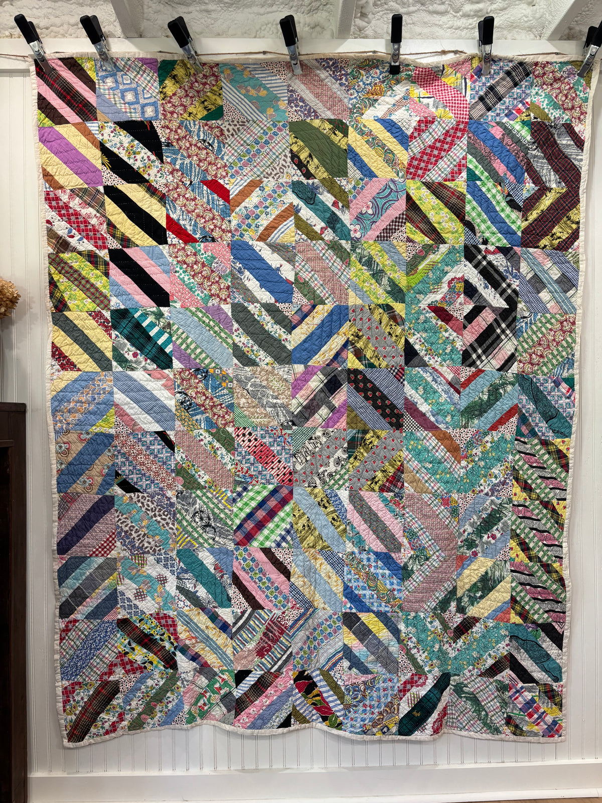 Vintage Scrappy Railroad Quilt, c1930–1940