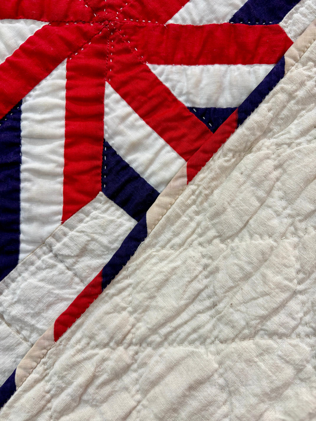Dated 1941 Patriotic Red, White & Blue Stars Quilt – “Stars of Stripes”