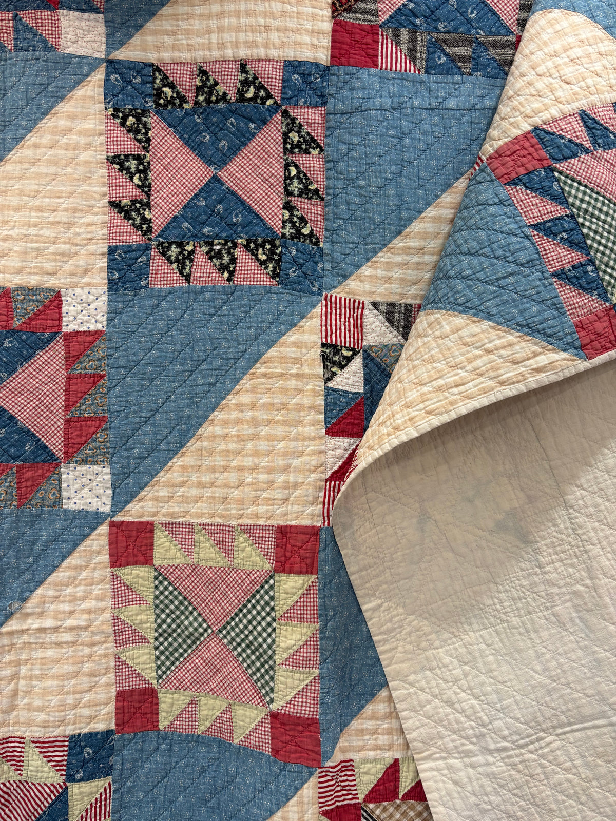 Antique Sawtooth Star & Hourglass Quilt, c1880–1910