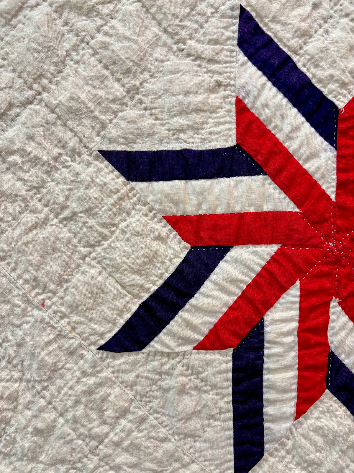 Dated 1941 Patriotic Red, White & Blue Stars Quilt – “Stars of Stripes”