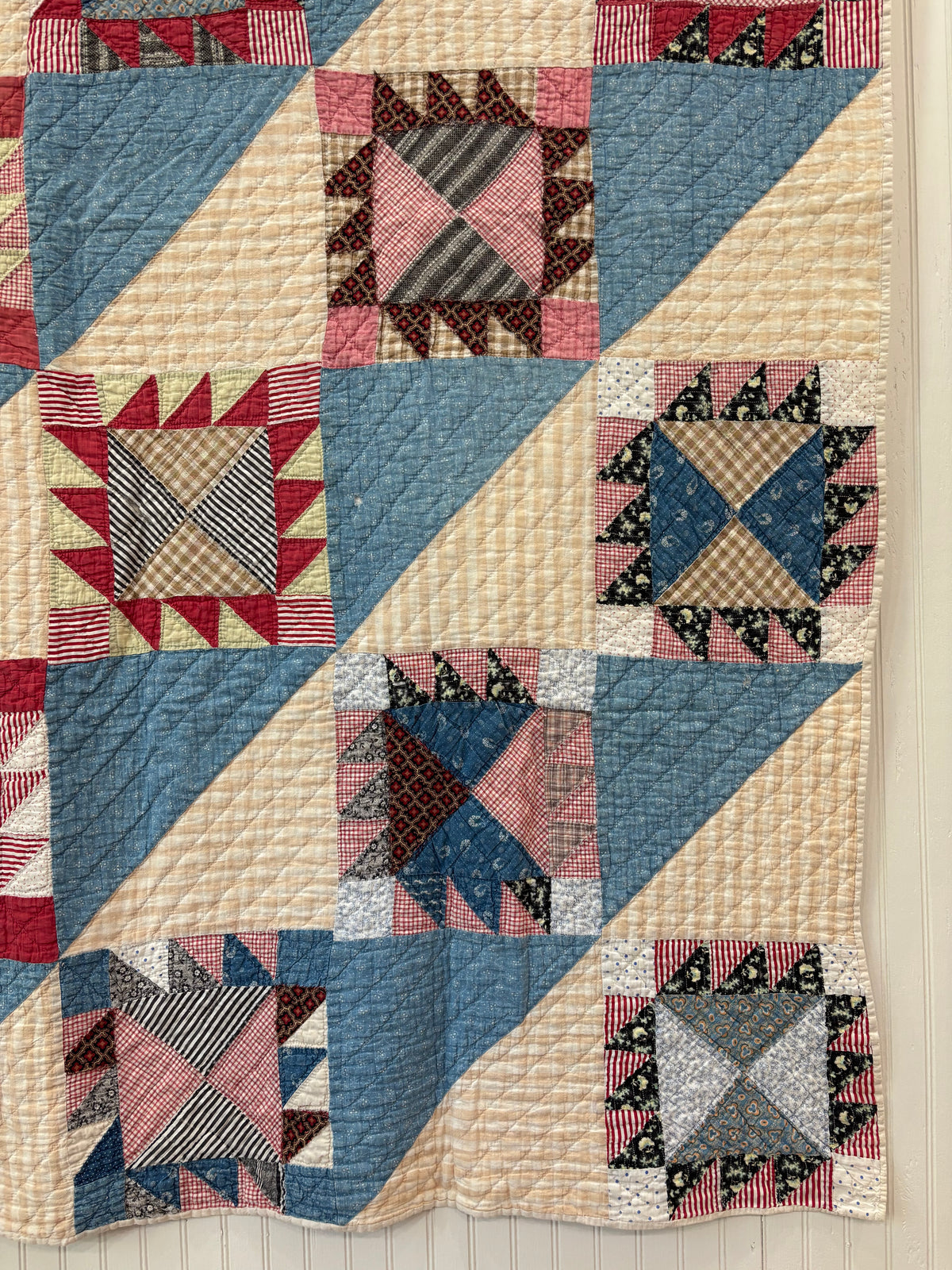 Antique Sawtooth Star & Hourglass Quilt, c1880–1910