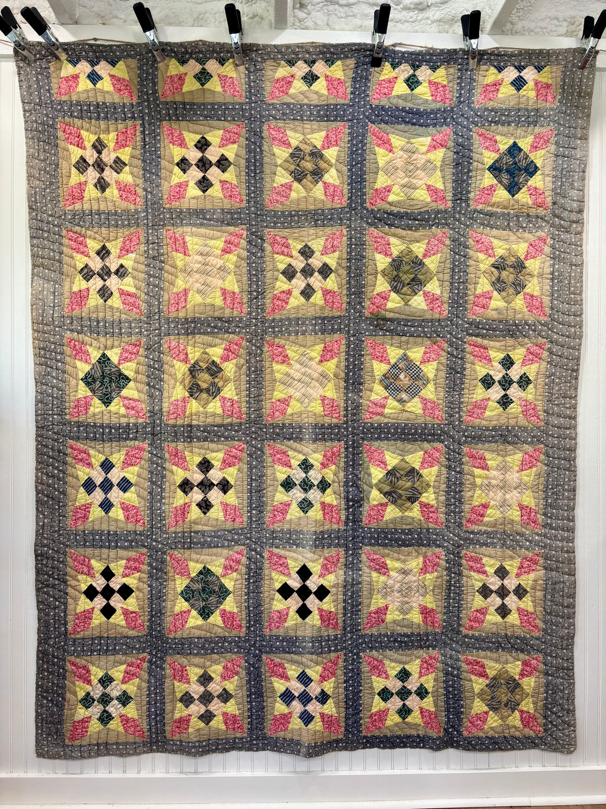 Antique Nine-Patch Star Variation Quilt, c1880ā1910