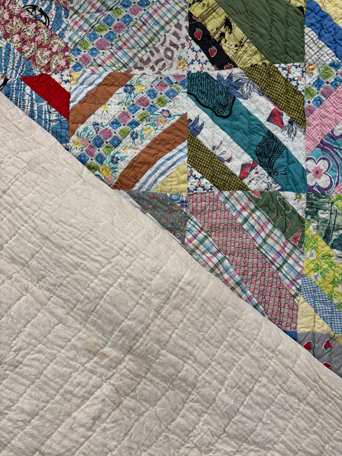 Vintage Scrappy Railroad Quilt, c1930–1940