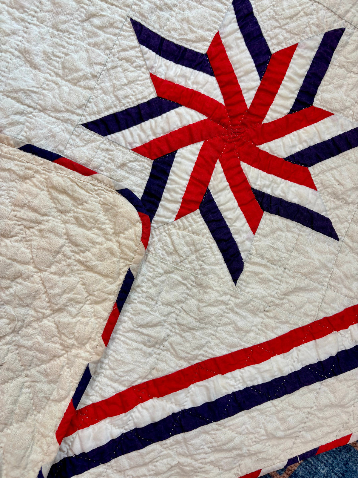 Dated 1941 Patriotic Red, White & Blue Stars Quilt – “Stars of Stripes”