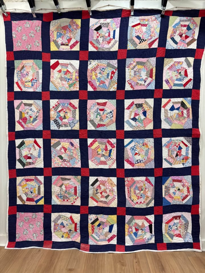 Antique Hand-Quilted Baptiste Fan Quilt, c1930–1940