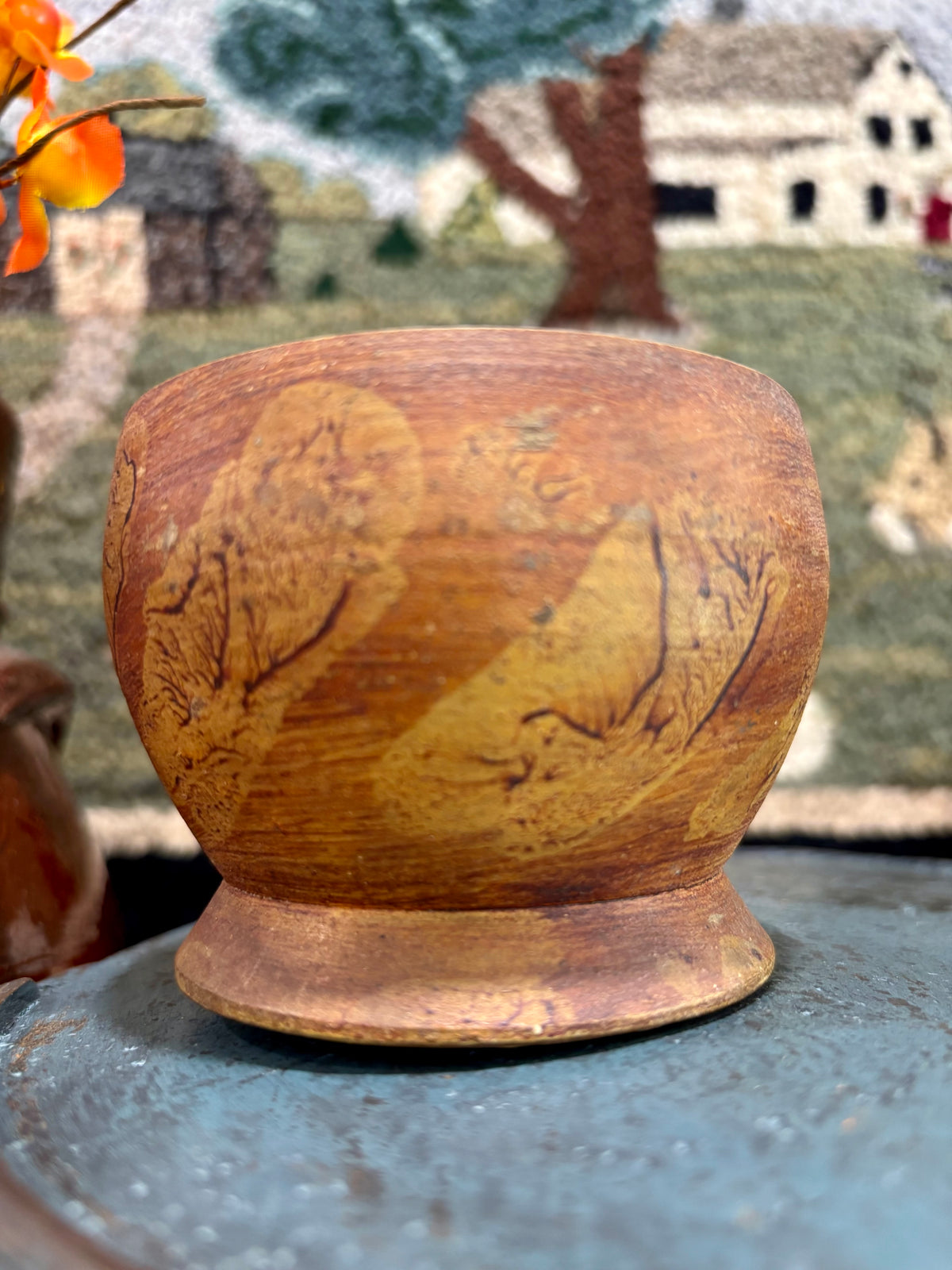 Early Painted Treen Sugar Bowl, c1840–1870