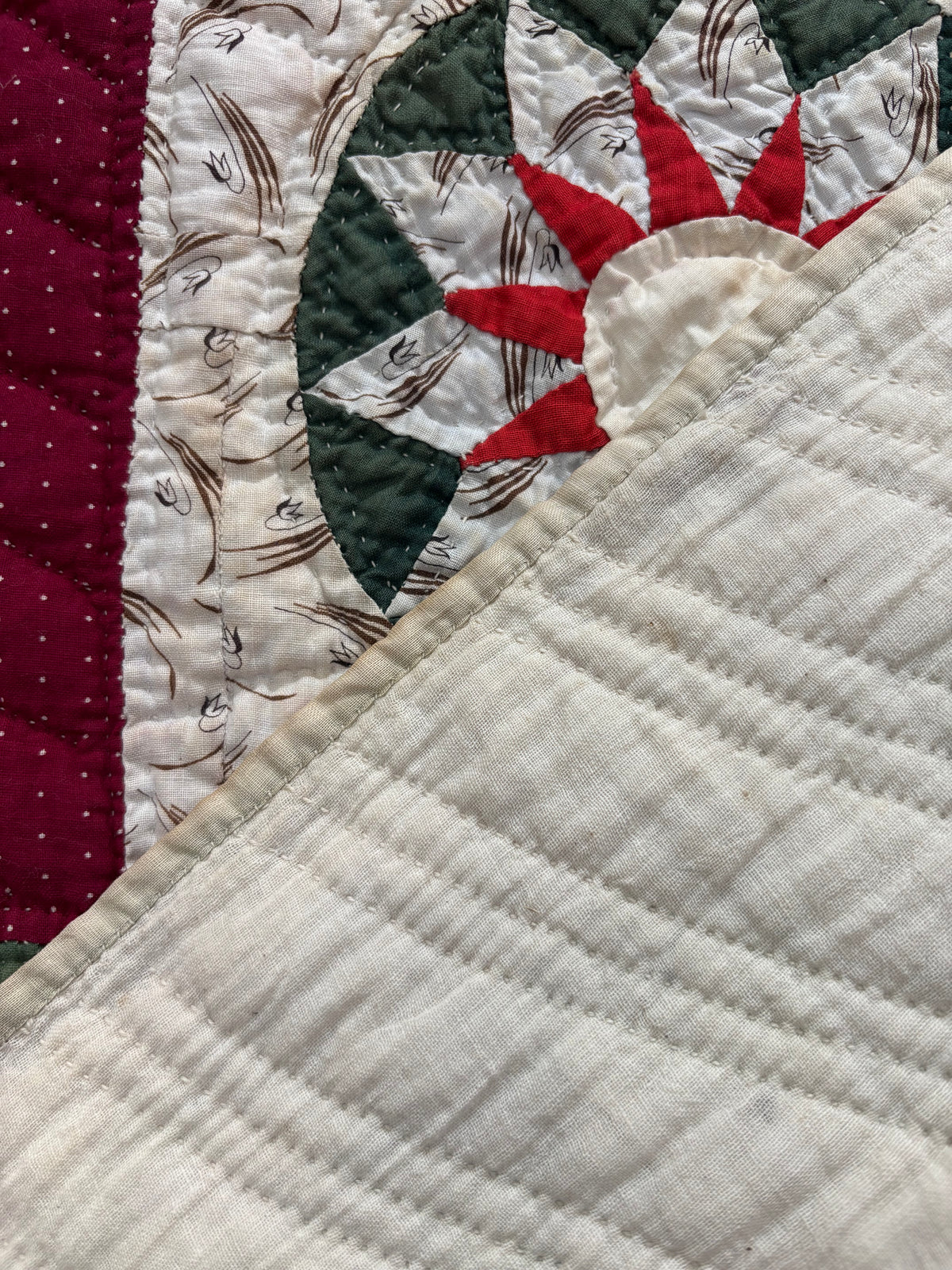c1890–1910 Antique Mariner’s Compass / Sunburst Quilt - 61x70”