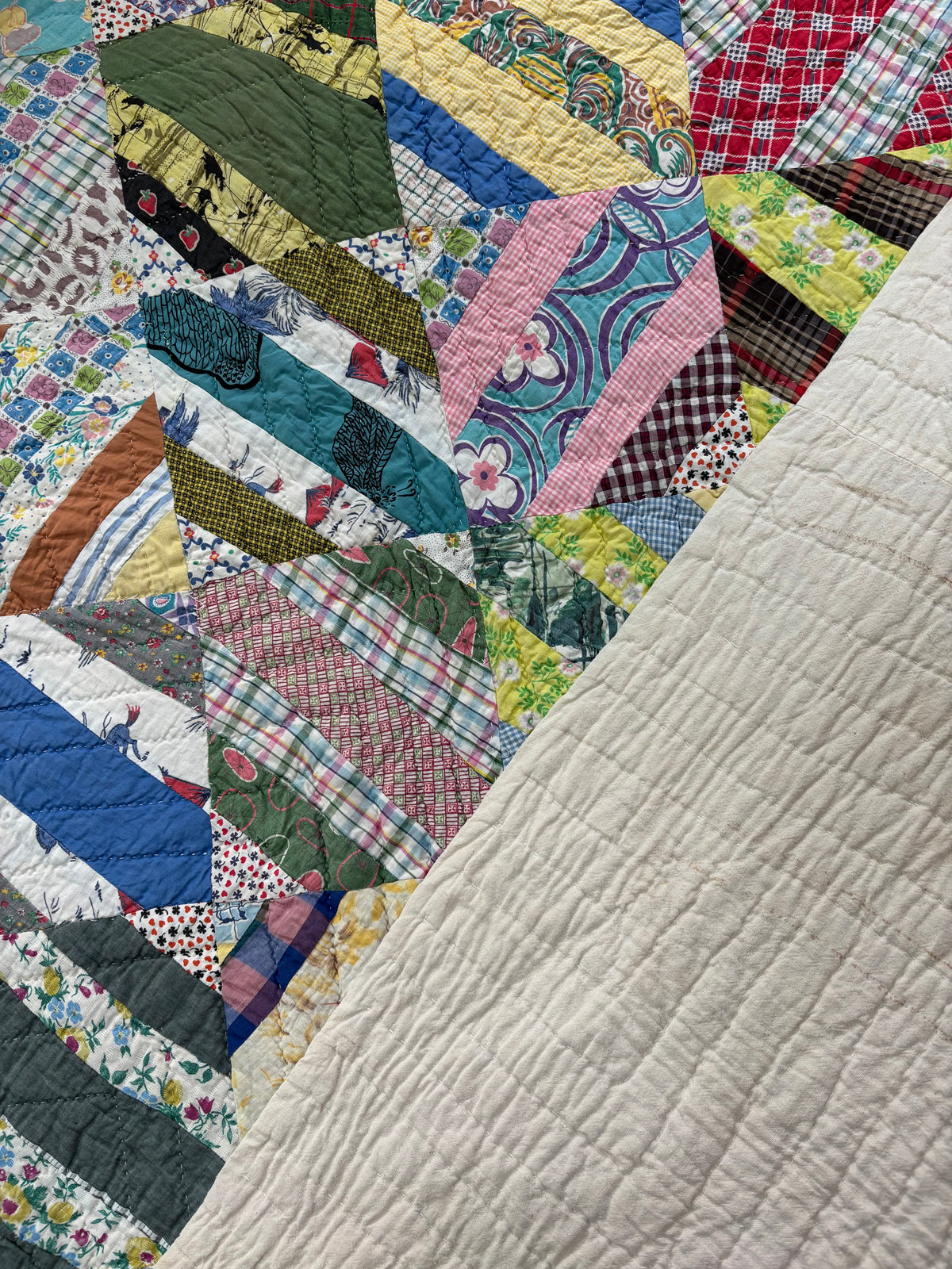 Vintage Scrappy Railroad Quilt, c1930–1940