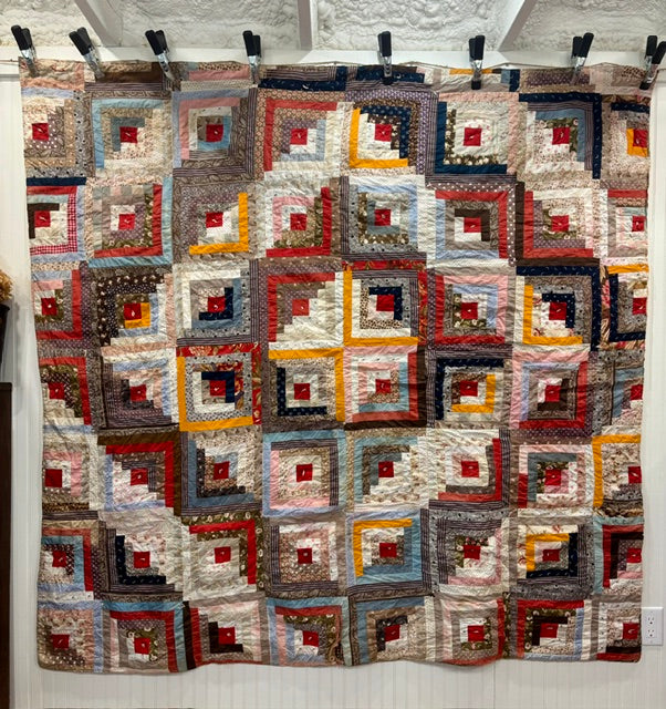 Antique Log Cabin Quilt | c. 1890β1910 | 74 Γ 76"