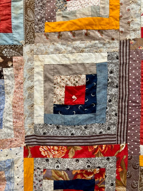 Antique Log Cabin Quilt | c. 1890β1910 | 74 Γ 76"