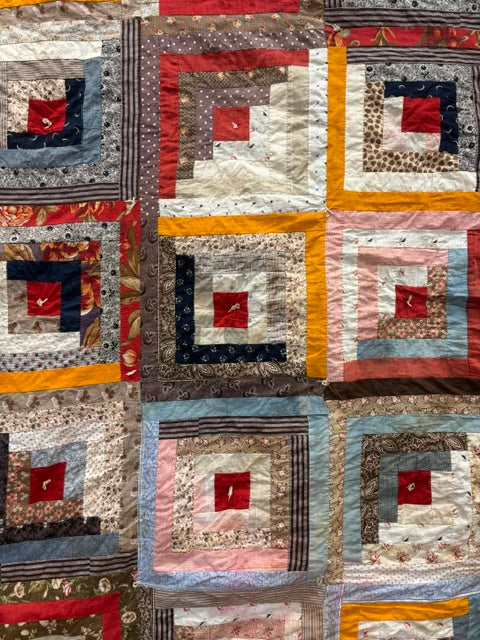 Antique Log Cabin Quilt | c. 1890β1910 | 74 Γ 76"