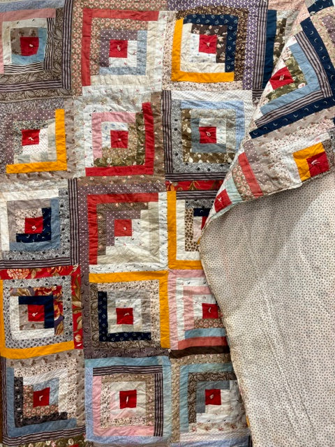 Antique Log Cabin Quilt | c. 1890β1910 | 74 Γ 76"