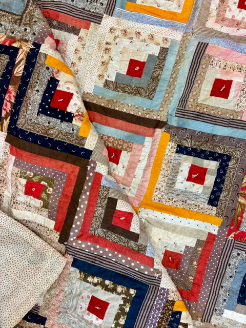 Antique Log Cabin Quilt | c. 1890β1910 | 74 Γ 76"