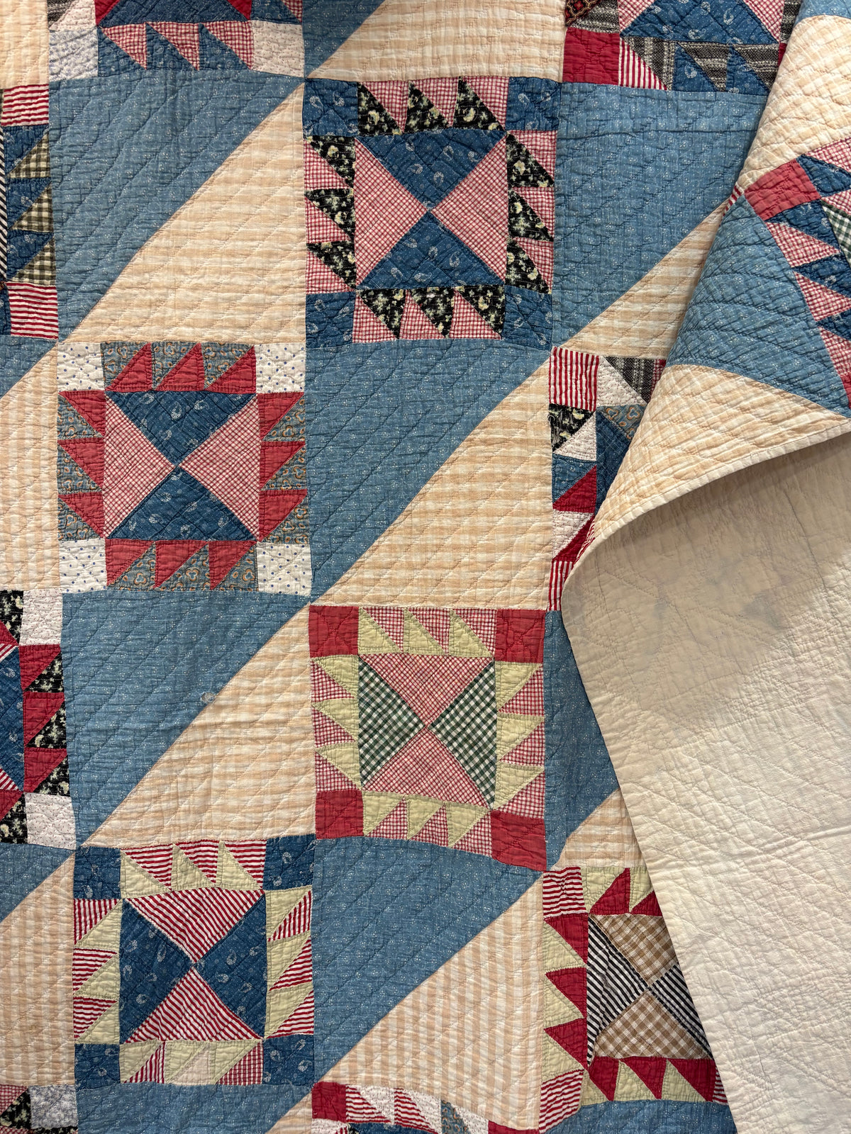 Antique Sawtooth Star & Hourglass Quilt, c1880–1910