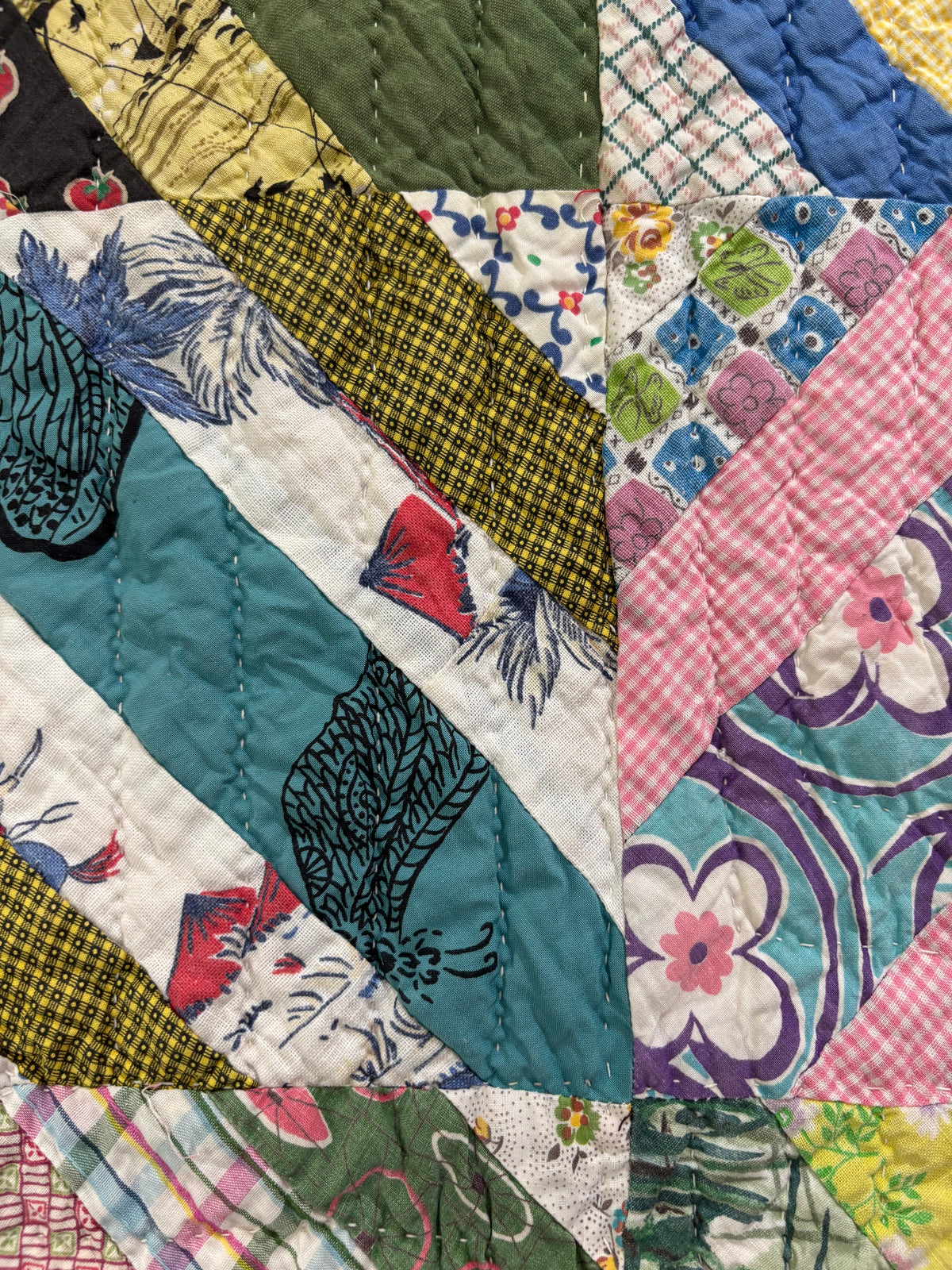 Vintage Scrappy Railroad Quilt, c1930–1940