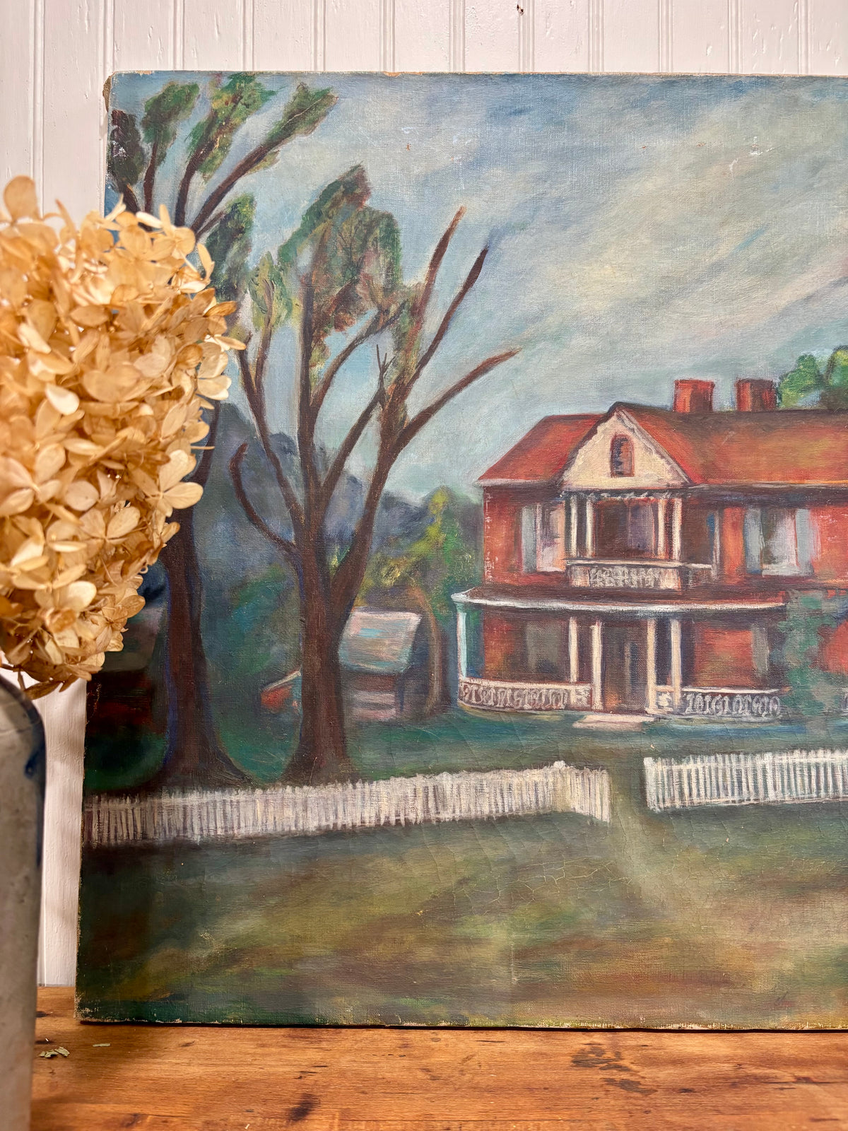 Antique Tennessee Farmhouse Oil Painting, c1920–1940