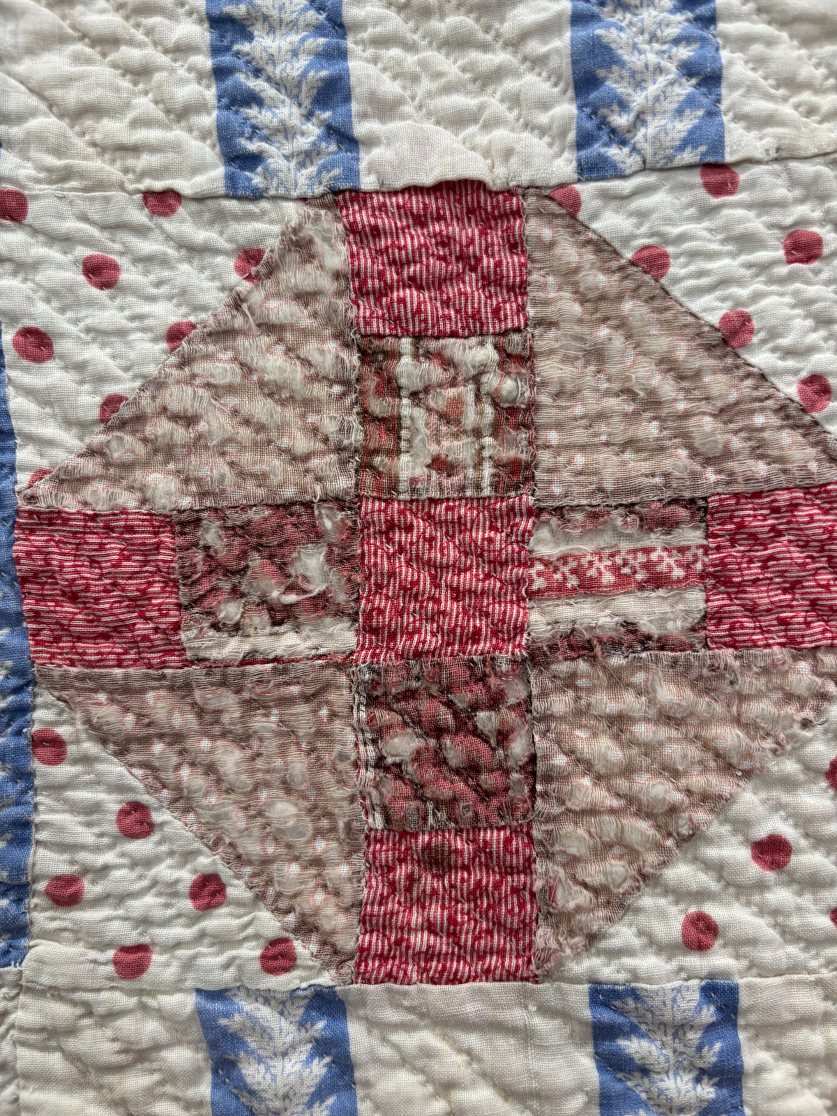 Antique Hand-Quilted Churn Dash Quilt, c1880–1910