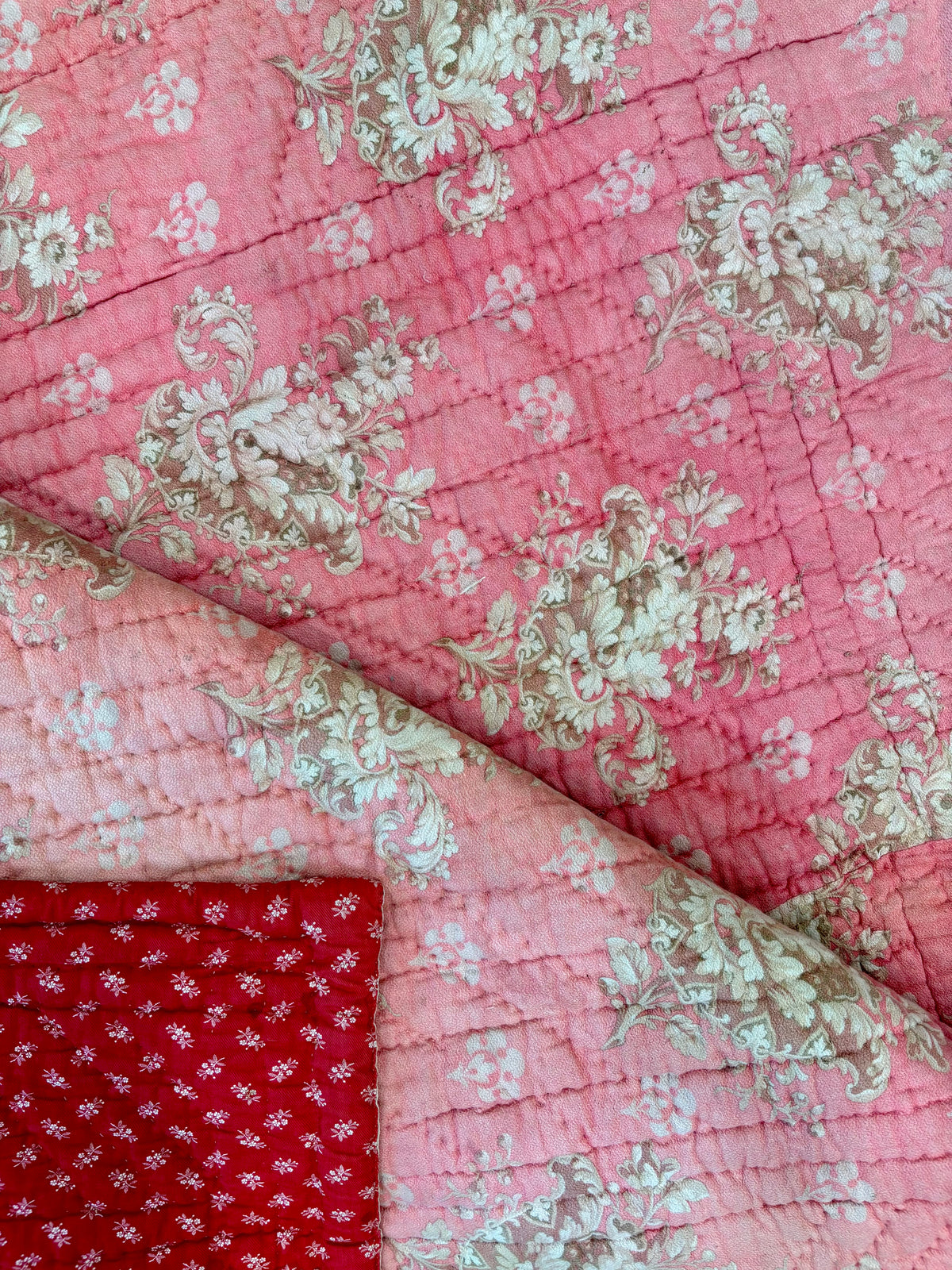 c1850-1865 American Antique Whole-Cloth Quilt - 69x69"