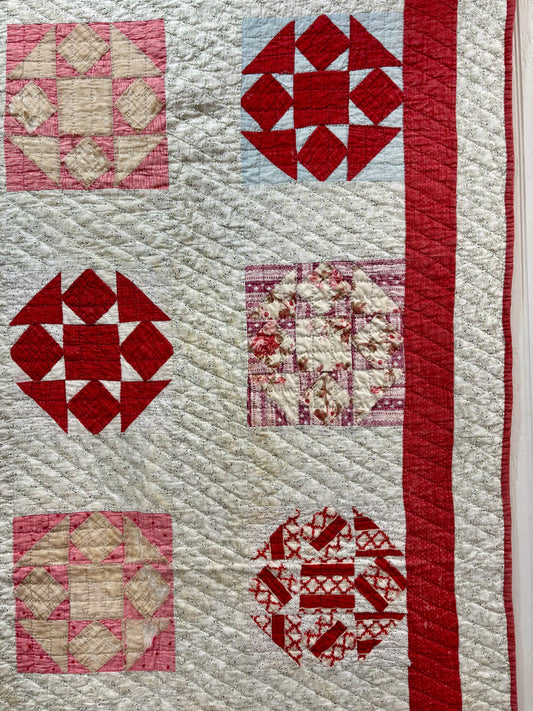 c1900 Antique Churn Dash Quilt - 66x67”