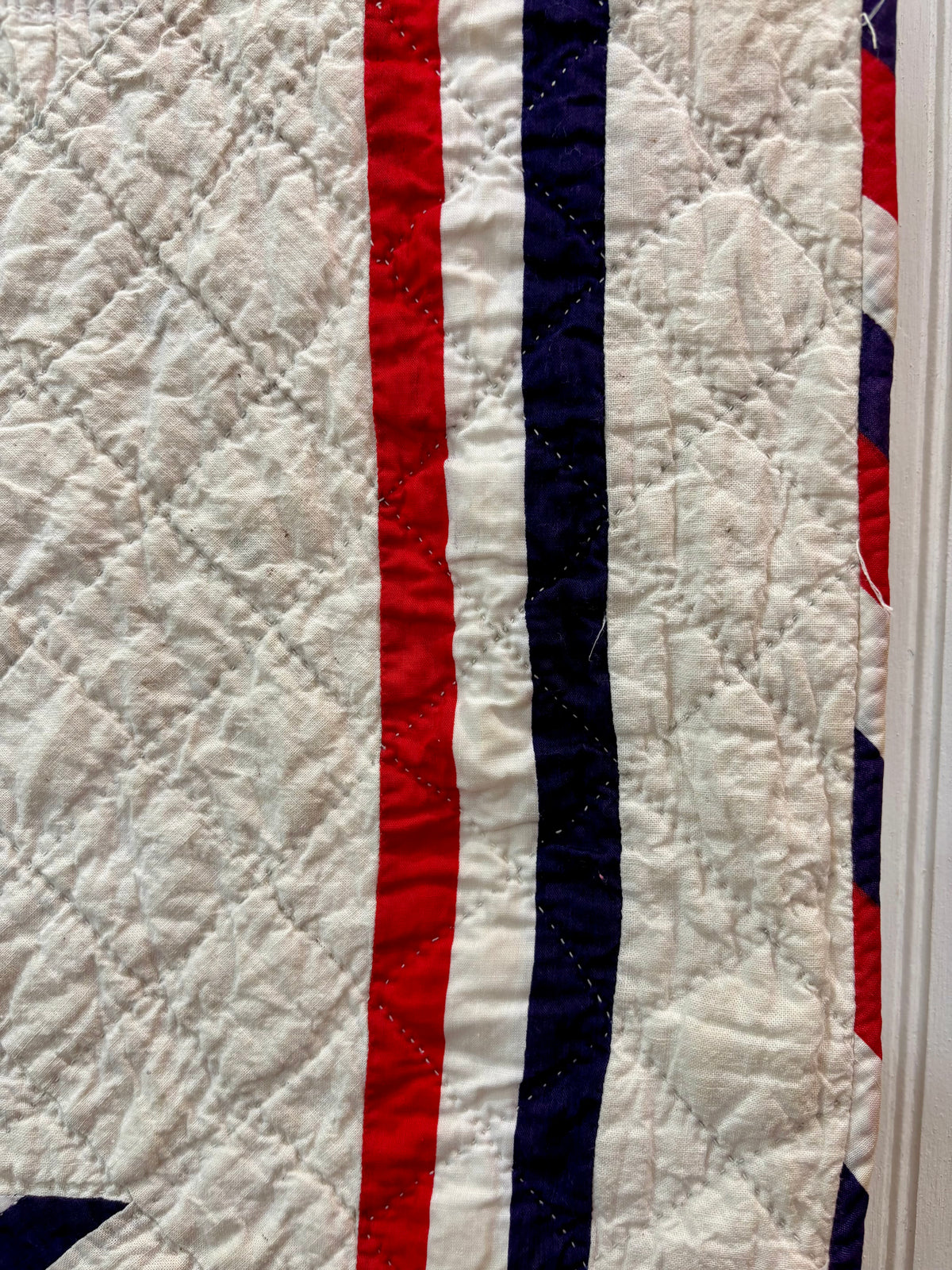 Dated 1941 Patriotic Red, White & Blue Stars Quilt – “Stars of Stripes”