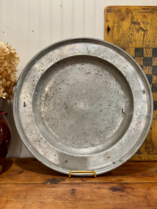 18th Century English Pewter Charger, George Lowes, Newcastle, c1750