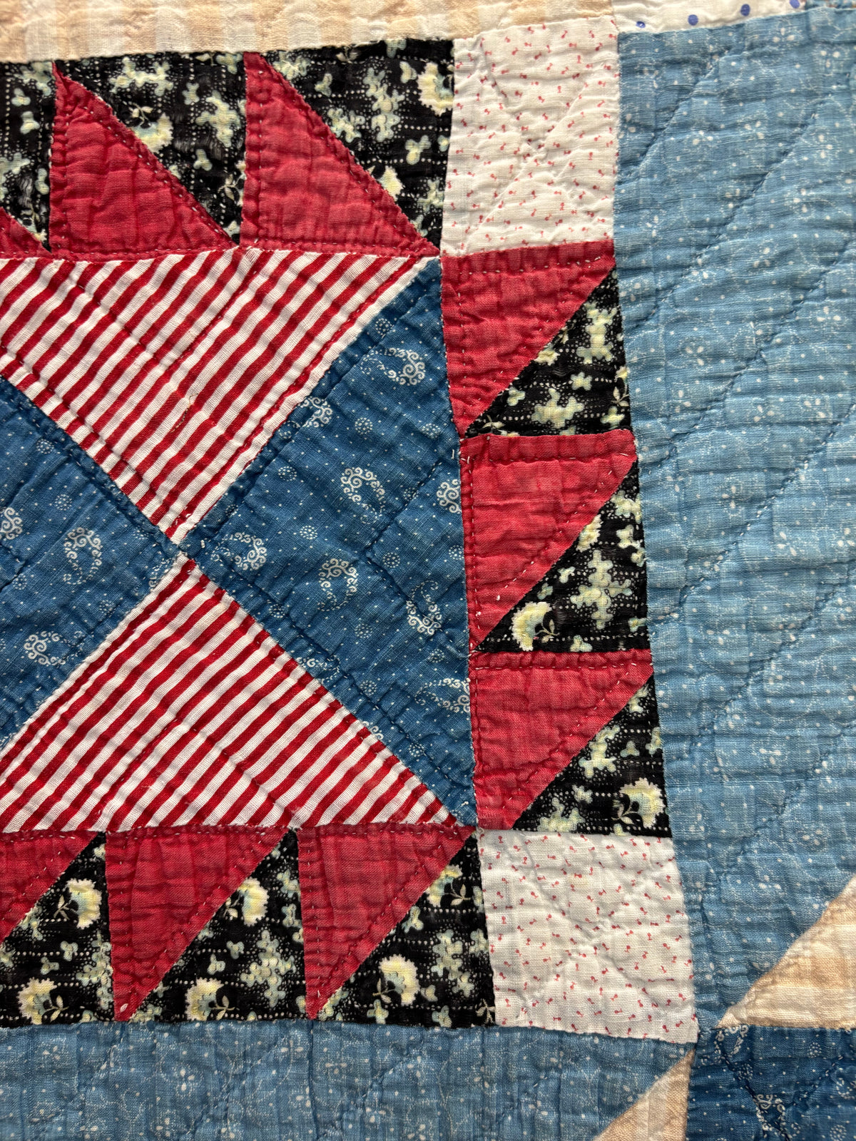 Antique Sawtooth Star & Hourglass Quilt, c1880–1910