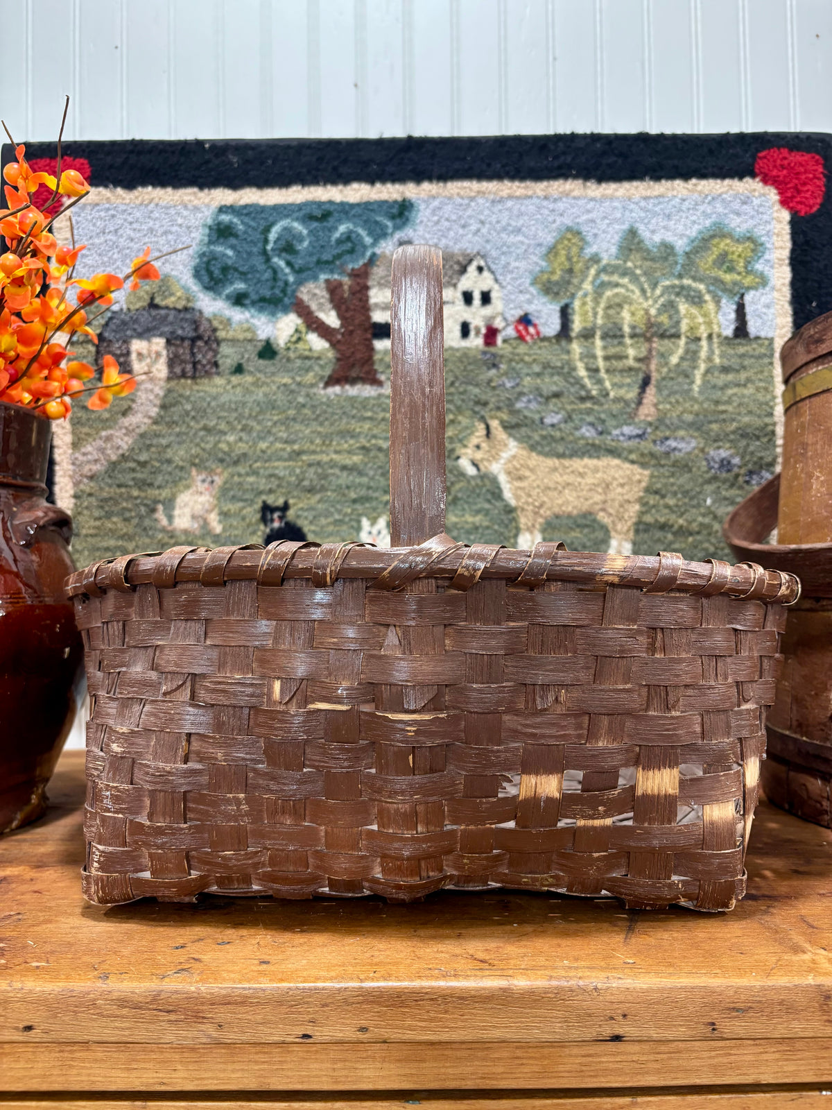 Early Painted Splint Gathering Basket, c1890–1910