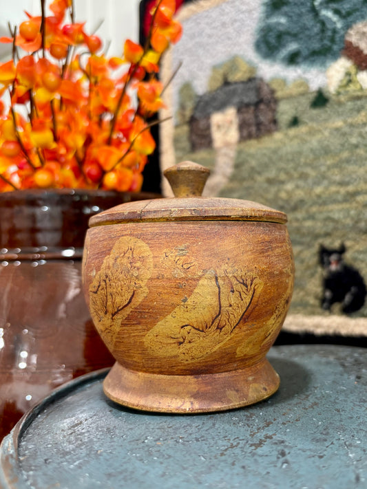 Early Painted Treen Sugar Bowl, c1840–1870