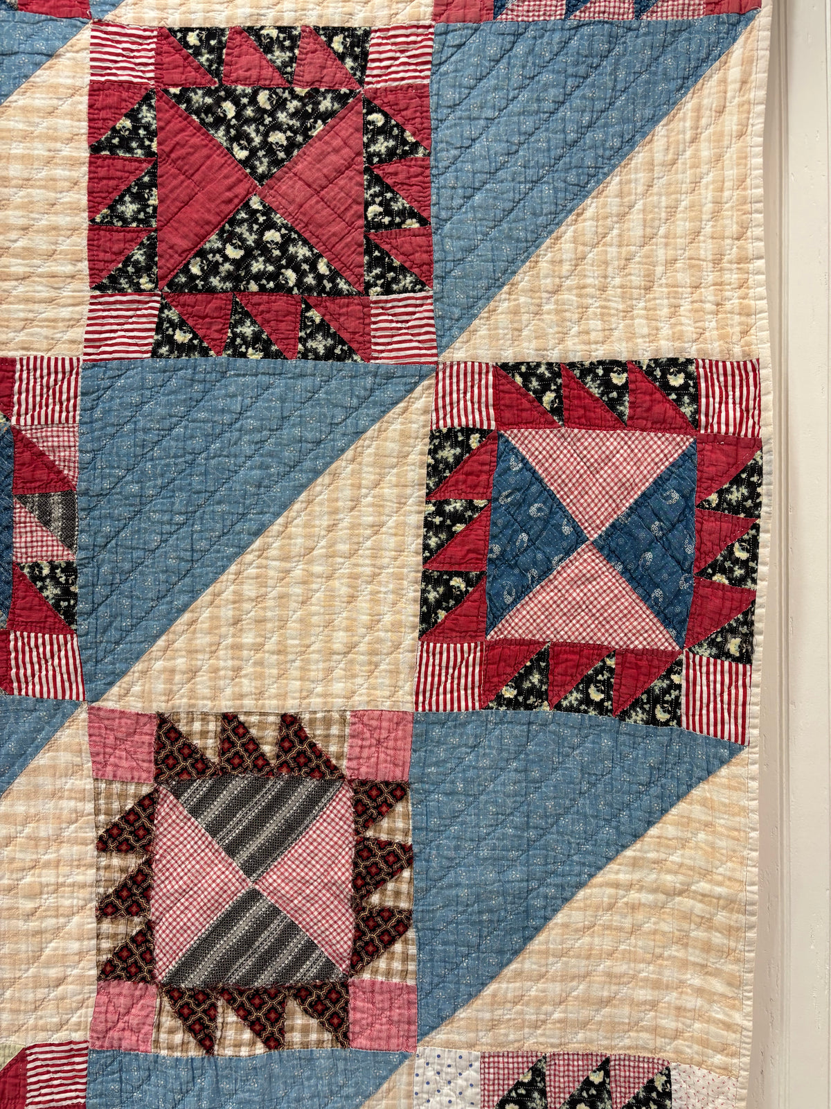 Antique Sawtooth Star & Hourglass Quilt, c1880–1910