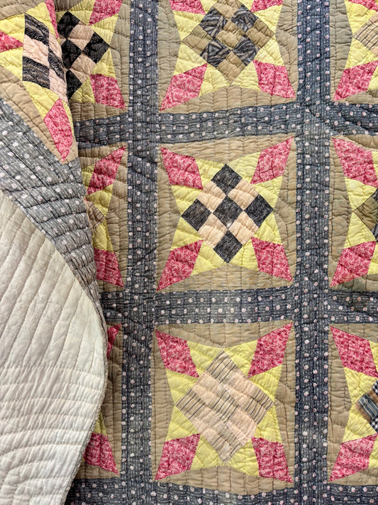 Antique Nine-Patch Star Variation Quilt, c1880–1910