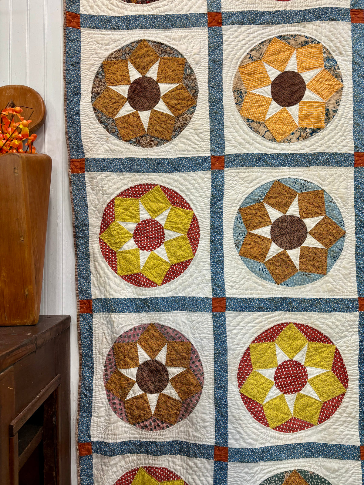 Antique Compass Star Quilt, c1880–1910