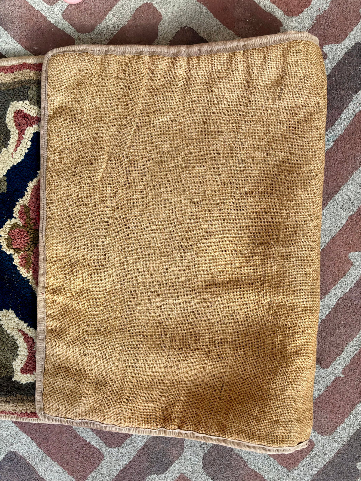 Vintage Hooked Rug with Dog and Roses, c1920–1940