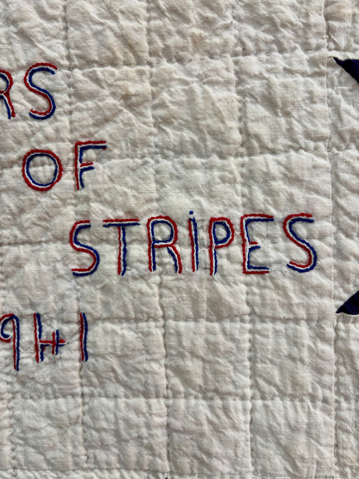Dated 1941 Patriotic Red, White & Blue Stars Quilt – “Stars of Stripes”